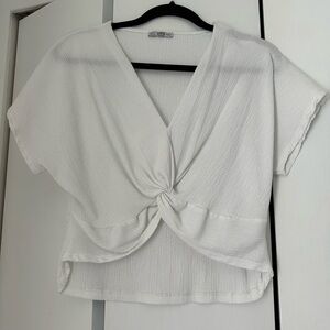 Zara White Knotted Top